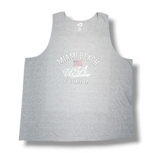 Surf Style Miami Beach‎ Florida Graphic Gray Heather Tank/Muscle Top Men's XL